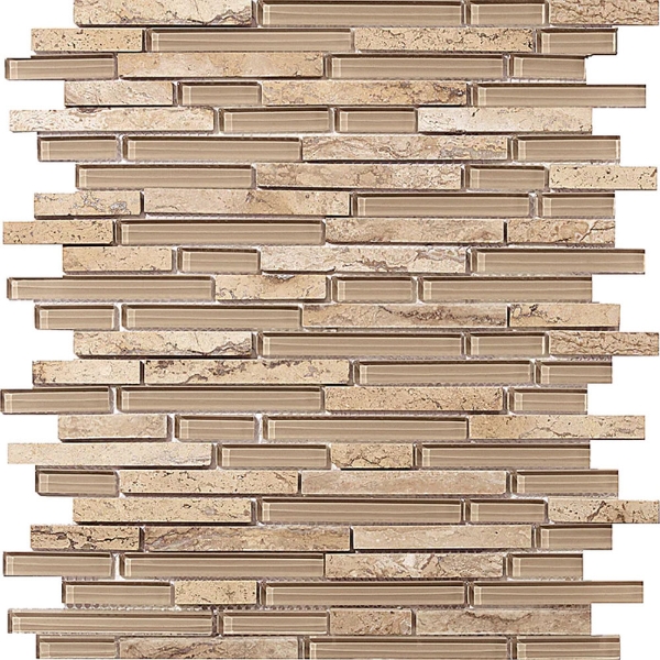 Picture of Emser Tile - Lucente Glass and Stone Linear Mosaic Blend Regale
