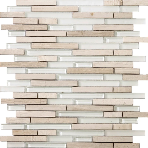 Picture of Emser Tile - Lucente Glass and Stone Linear Mosaic Blend Andrea