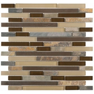 Picture of Bati Orient - Mix Mosaic Baguette Beige Brown Slate Glass
