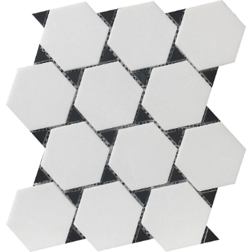 Picture of Roca - Rockart Mosaics Dot Thassos Nero Marquina