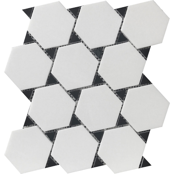 Picture of Roca - Rockart Mosaics Dot Thassos Nero Marquina