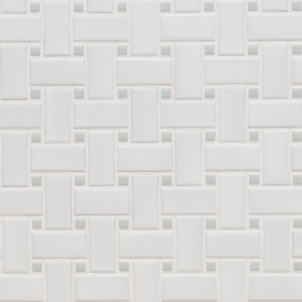 Picture of MS International - Retro Mosaic Matte White Gray Basketweave