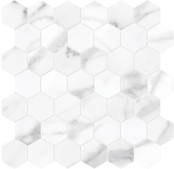 Picture of Tesoro - La Marca 2 Hex Mosaic Matte Statuario Nuovo