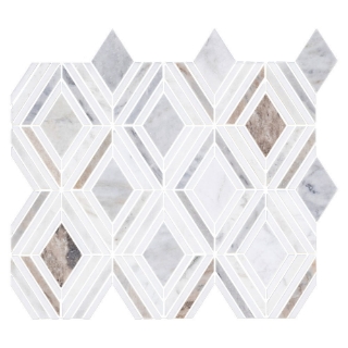 Picture of Elon Tile & Stone - Petite Jewel Mosaics Bianco Oro with White Thassos Honed