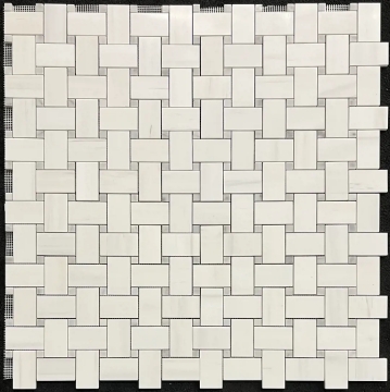 Picture of Elon Tile & Stone - Basketweave Mosaics Dolomite XL 5/8 Carrara Dot Honed