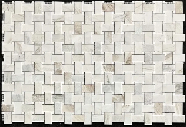 Picture of Elon Tile & Stone - Basketweave Mosaics Bianco Oro XL 5/8 White Thassos Dot Honed