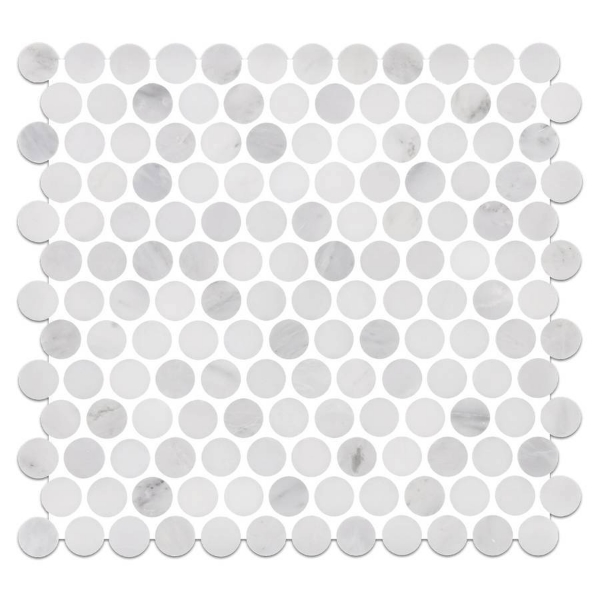 Picture of Elon Tile & Stone - 1 Rounds Mosaics Pearl White Polished