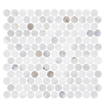 Picture of Elon Tile & Stone - 1 Rounds Mosaics Bianco Oro Honed