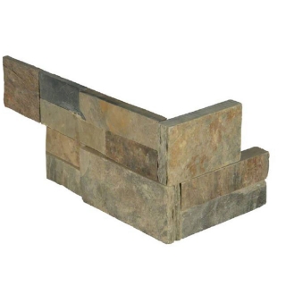 Picture of MS International - RockMount Stacked Stone L Corner 6 X 12 x 6 Rustic Gold