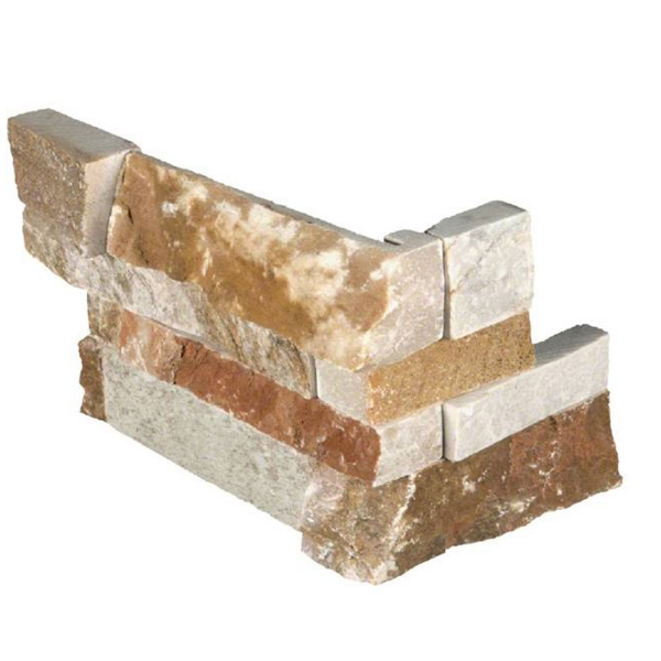 Picture of MS International - RockMount Stacked Stone L Corner 6 X 12 x 6 Golden White