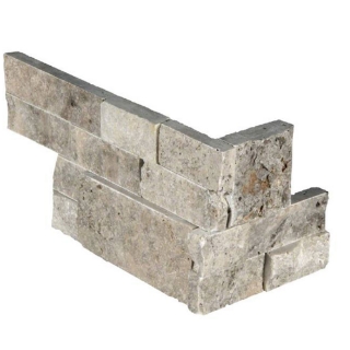 Picture of MS International - RockMount Stacked Stone L Corner 6 X 12 x 6 Silver Travertine