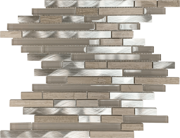 Picture of Bati Orient - Mix Mosaic Baguette Beige Marble Glass Brushed Metal