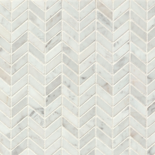 Picture of Bedrosians - Marble Stone Chevron Mosaic White Carrara Honed
