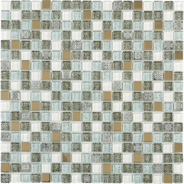 Picture of Bati Orient - Mix Mosaic 5/8 x 5/8 Mix Grey Glass Green Jean Print Steel