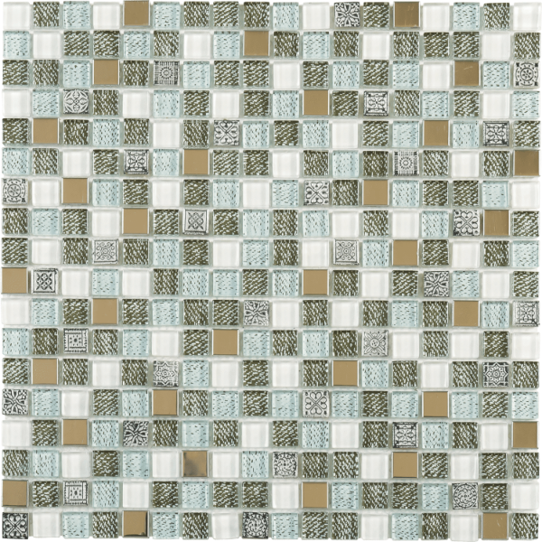 Picture of Bati Orient - Mix Mosaic 5/8 x 5/8 Mix Grey Glass Green Jean Print Steel