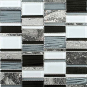 Picture of Bati Orient - Mix Mosaic Mixed Size Marble Grey/Glass Black/Grey/White Rectangles