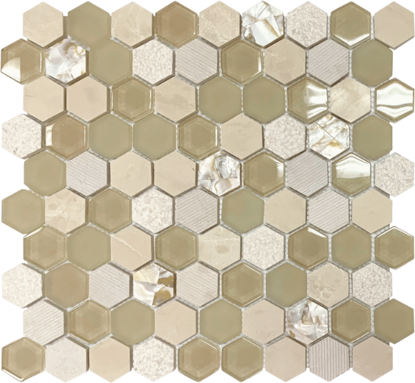 Picture of Bati Orient - Mother of Pearl Glass Marble Hexagon Beige Mix
