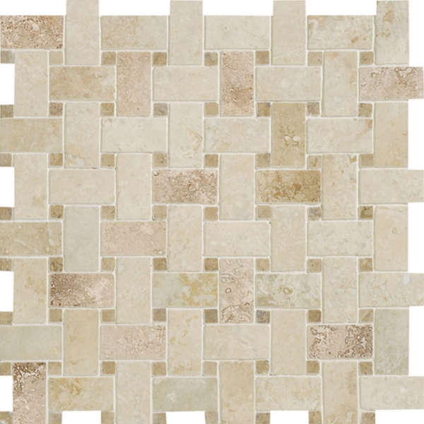 Picture of Daltile - Travertine Mosaic Unique Shapes Turco Classico Basketweave