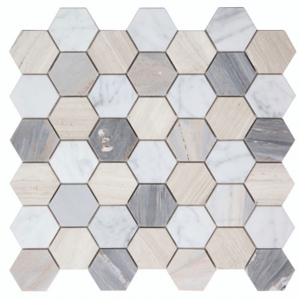 Picture of Elysium - 2 x 2 Hexagon Mosaic Blue