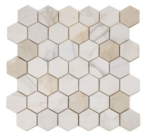 Picture of Elysium - 2 x 2 Hexagon Mosaic Calacatta Gold Honed