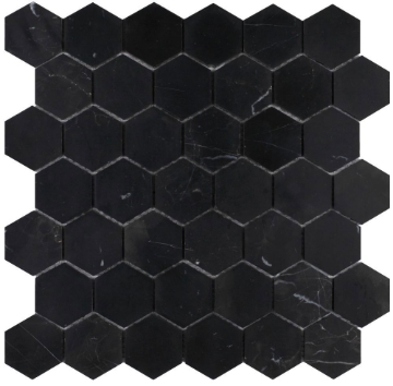 Picture of Elysium - 2 x 2 Hexagon Mosaic Marquina Honed