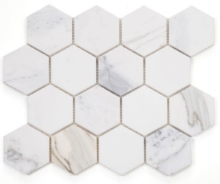 Picture of Elysium - 3 x 3 Hexagon Mosaic Calacatta Gold Polished
