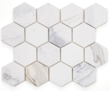 Picture of Elysium - 3 x 3 Hexagon Mosaic Calacatta Gold Polished