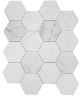 Picture of Elysium - 3 x 3 Hexagon Mosaic Calacatta White Honed