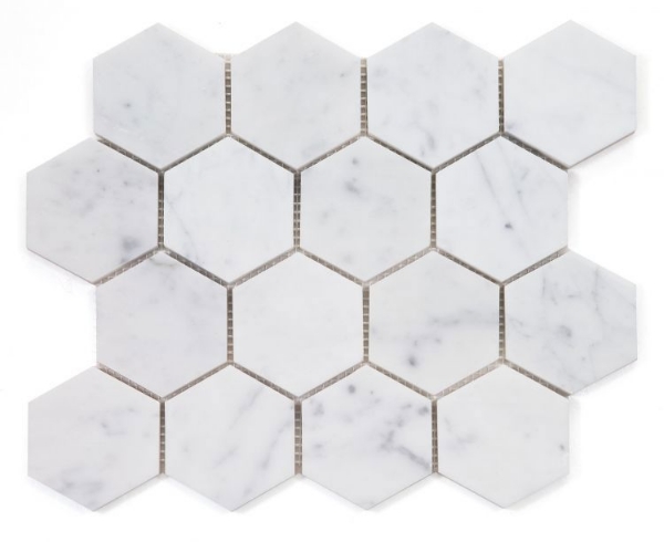 Picture of Elysium - 3 x 3 Hexagon Mosaic Carrara Honed