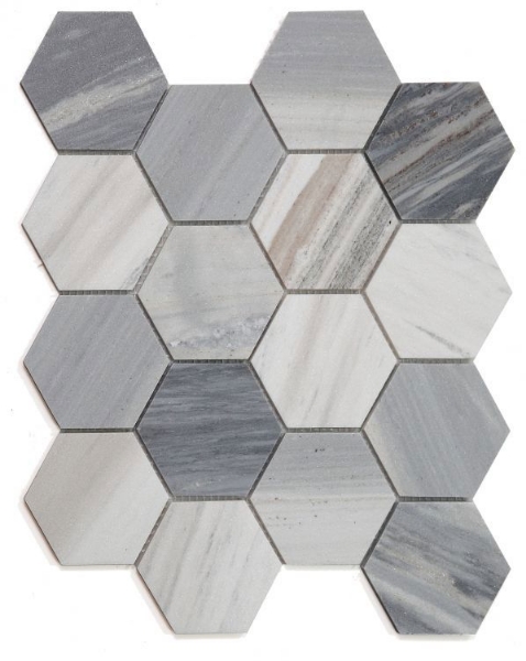 Picture of Elysium - 3 x 3 Hexagon Mosaic Italian Blue