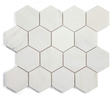 Picture of Elysium - 3 x 3 Hexagon Mosaic Snow White Polished