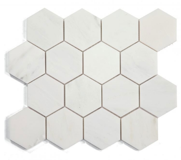 Picture of Elysium - 3 x 3 Hexagon Mosaic Snow White Polished
