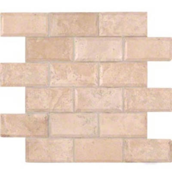 Picture of MS International - Travertine Mosaic 2 X 4 Brick Honed Beveled Tuscany Ivory Honed