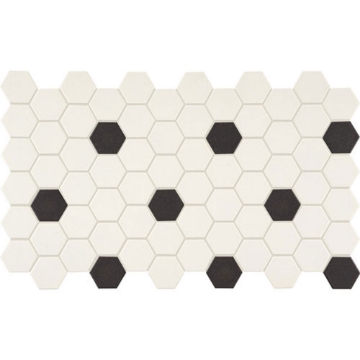 Picture of Daltile - Keystones Blends Hexagon White with Black Dots 2 x 2 Arctic White with Black Dots