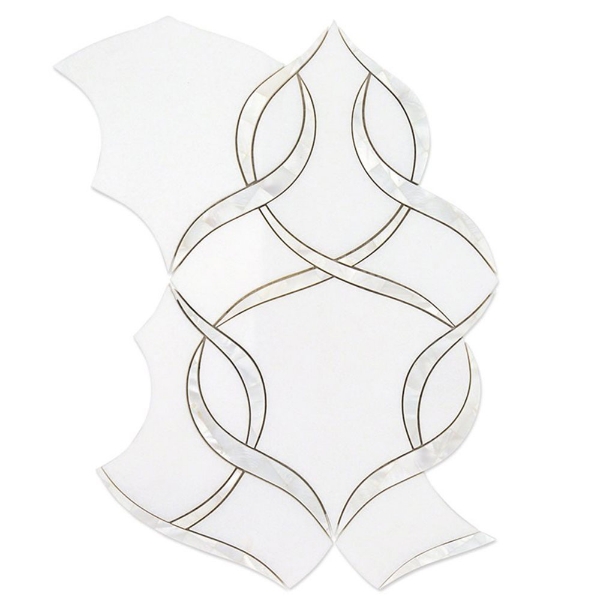 Picture of SOHO Studio Corp - Water Jet Mosaic MJ Cordelia White Thassos and Mother of Pearl