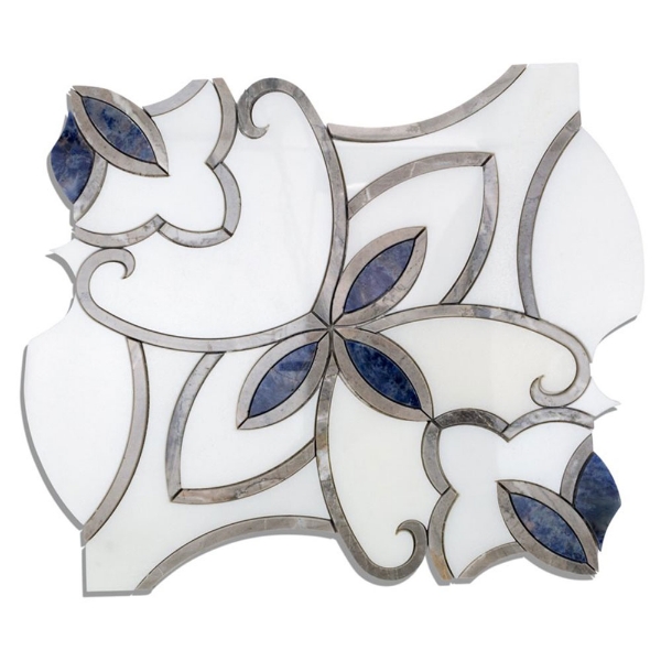 Picture of SOHO Studio Corp - Water Jet Mosaic MJ Grace Cersi China White Gray Diamond Blue