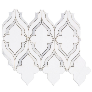 Picture of SOHO Studio Corp - Water Jet Mosaic MJ Viola White Thassos White Carrara Lines