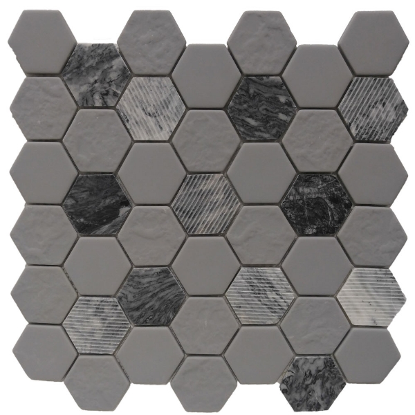 Picture of Roca - Rockart Mosaic Hexagon Gray Granite