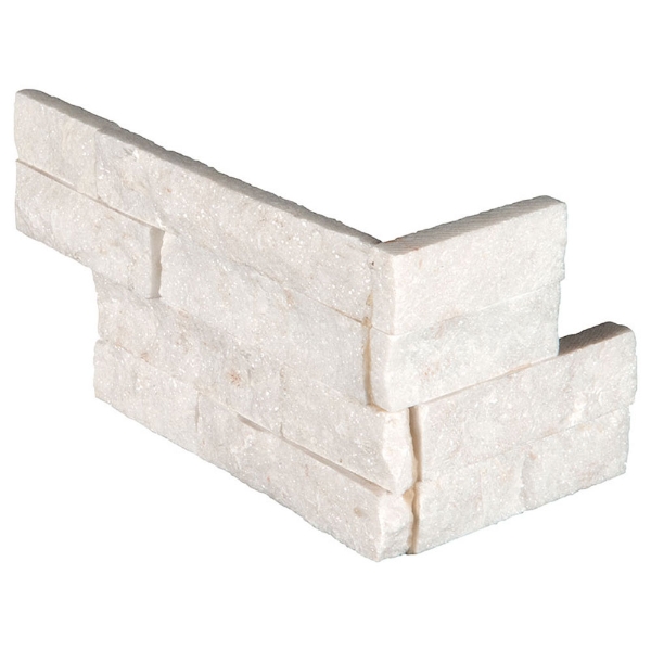 Picture of MS International - RockMount Stacked Stone L Corner 6 X 12 x 6 Arctic White Multi Finish