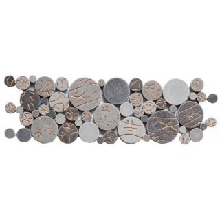 Picture of Bati Orient - Round Mosaic Penny Rounds Border Taupe Gold