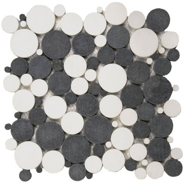 Picture of Bati Orient - Round Mosaic Reconstituted White/Black