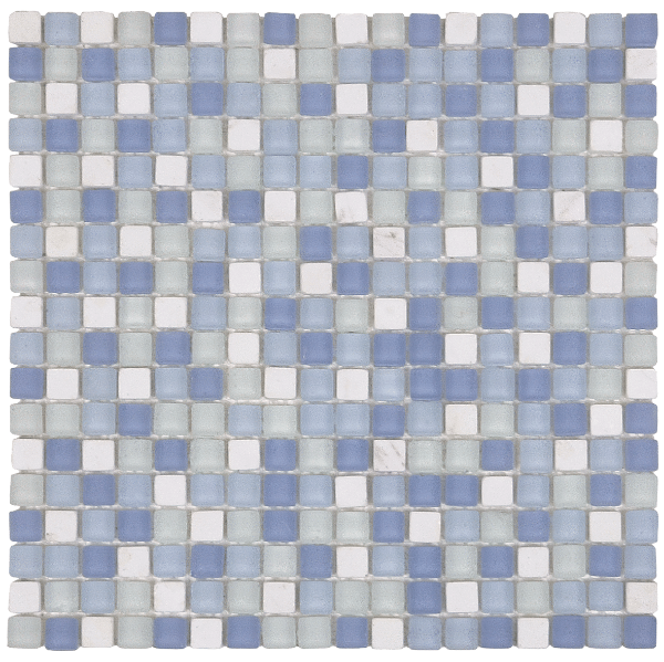 Picture of Bati Orient - Mix Mosaic 5/8 x 5/8 White Marble Blue Matte Glass