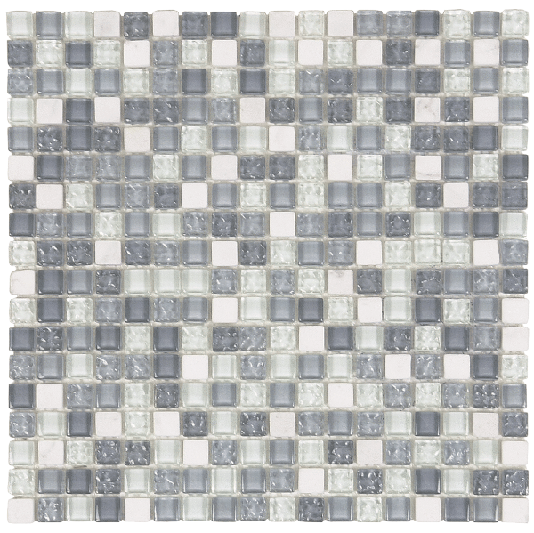 Picture of Bati Orient - Mix Mosaic 5/8 x 5/8 White Marble Light Grey Glossy Glass