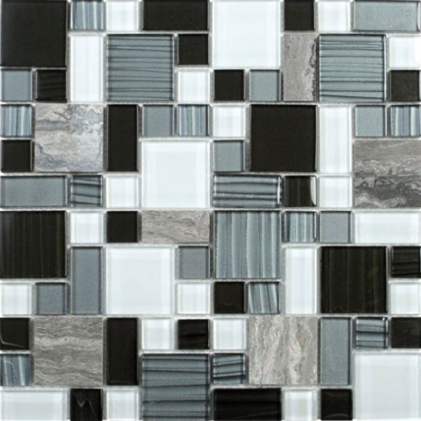 Picture of Bati Orient - Mix Mosaic Mixed Size Marble Grey/Glass Black/Grey/White