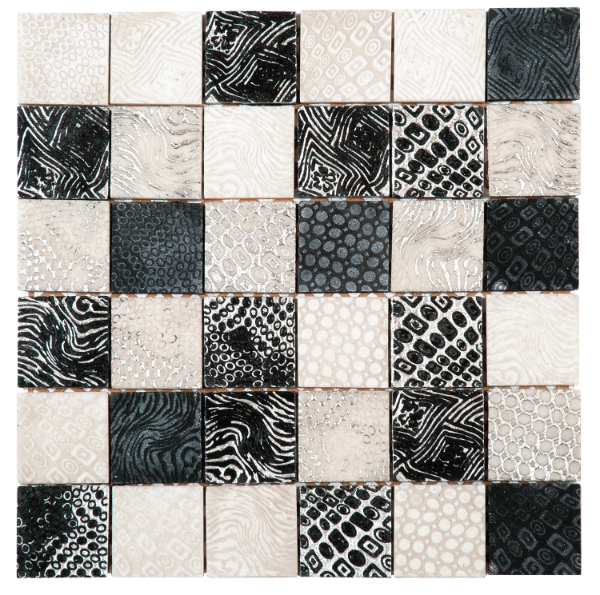 Picture of Bati Orient - Mix Mosaic Decor 2 x 2 Black & White Matte Stone