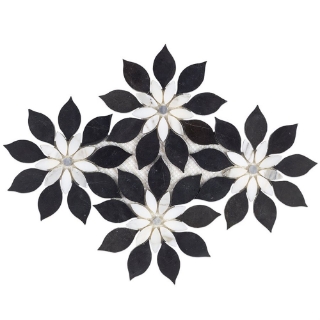 Picture of SOHO Studio Corp - Water Jet Mosaic MJ Rain Flower Black Jade Calacatta Dot