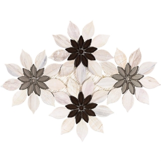 Picture of SOHO Studio Corp - Water Jet Mosaic MJ Rain Flower Wooden Beige Taupe Beige Glass