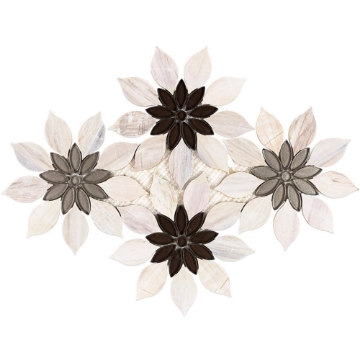 Picture of SOHO Studio Corp - Water Jet Mosaic MJ Rain Flower Wooden Beige Taupe Beige Glass