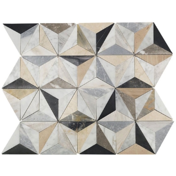 Picture of SOHO Studio Corp - Water Jet Mosaic MJ Geotech Nero Cararra Sky Gray Botticino