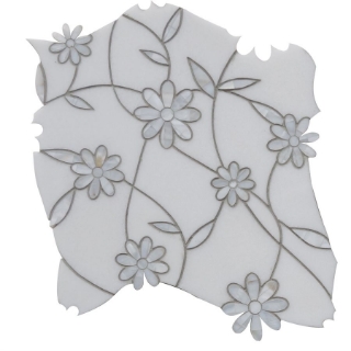 Picture of SOHO Studio Corp - Water Jet Mosaic MJ Gerbera Thassos Mother Of Pearl